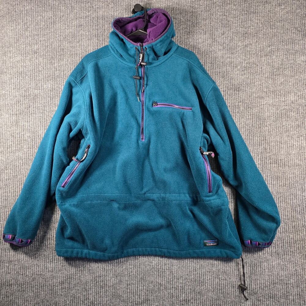 Vintage L.L.Bean Polartec Windproof Hooded‎ Fleece Pullover XL USA